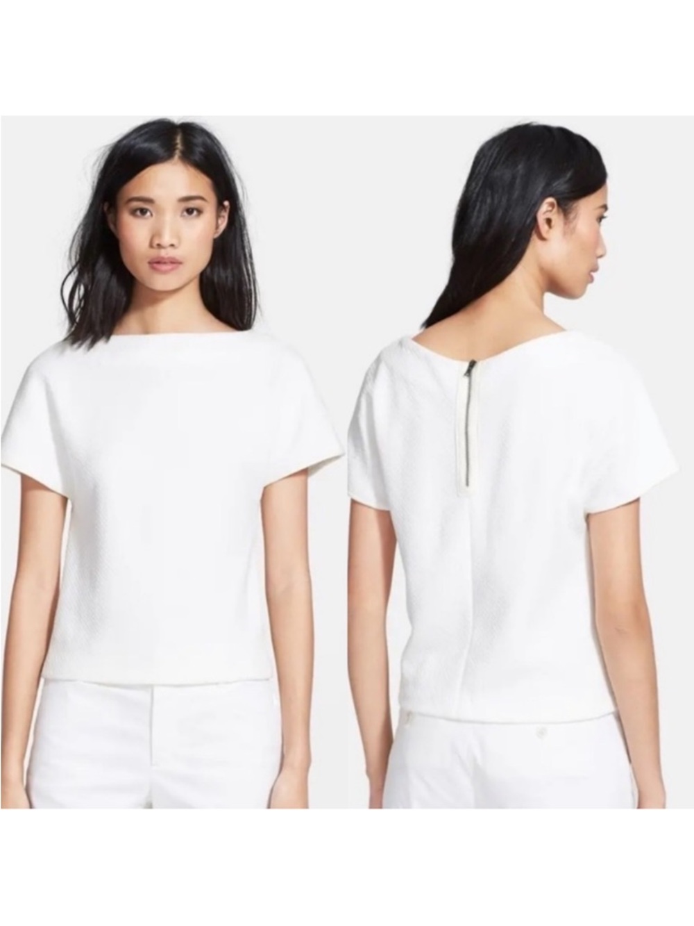 Alice And Olivia Boxy Capped Sleeve quilted Top White Size XS